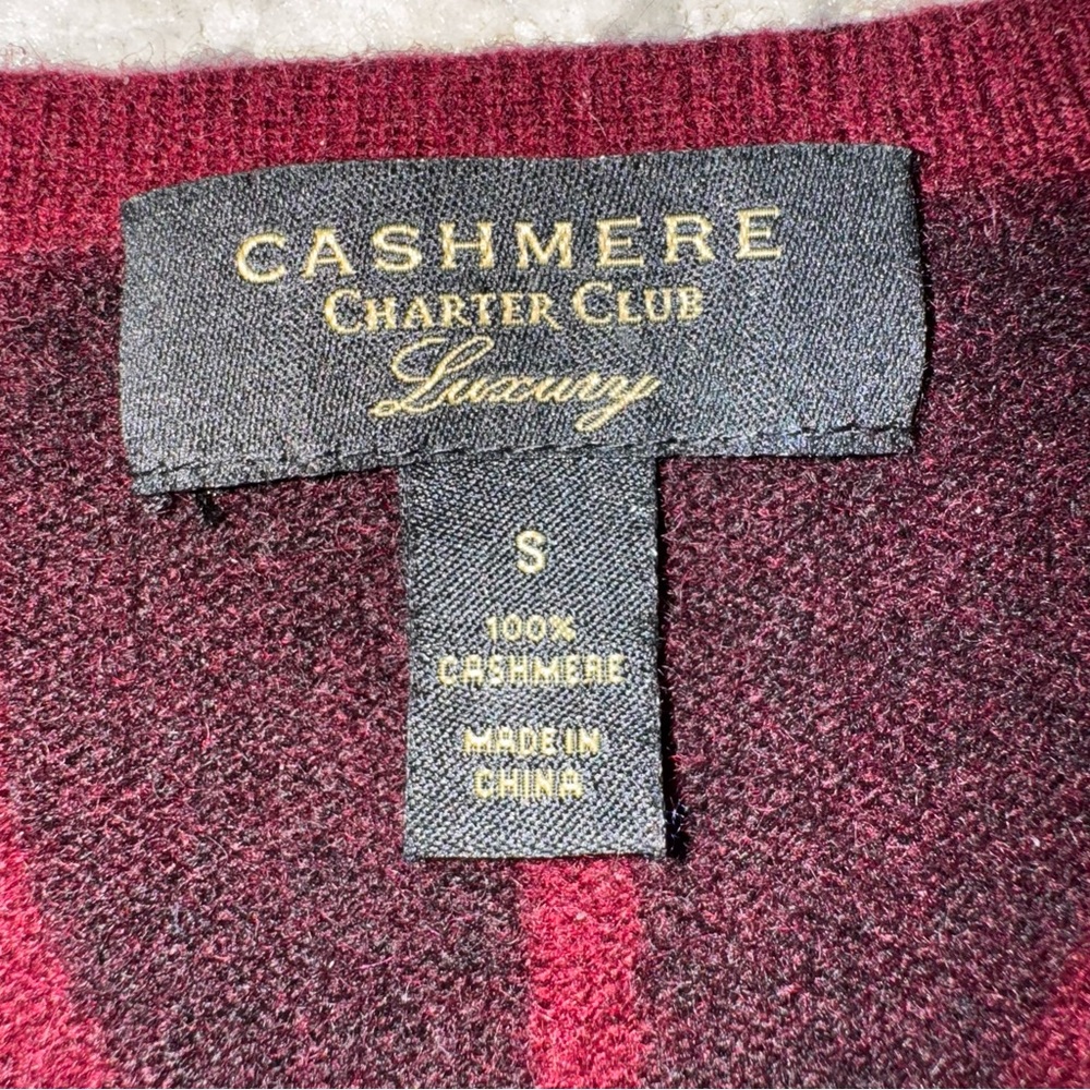 Cashmere Charter Club Luxury Sweater in Black and Burgundy Small - Picture 6 of 8